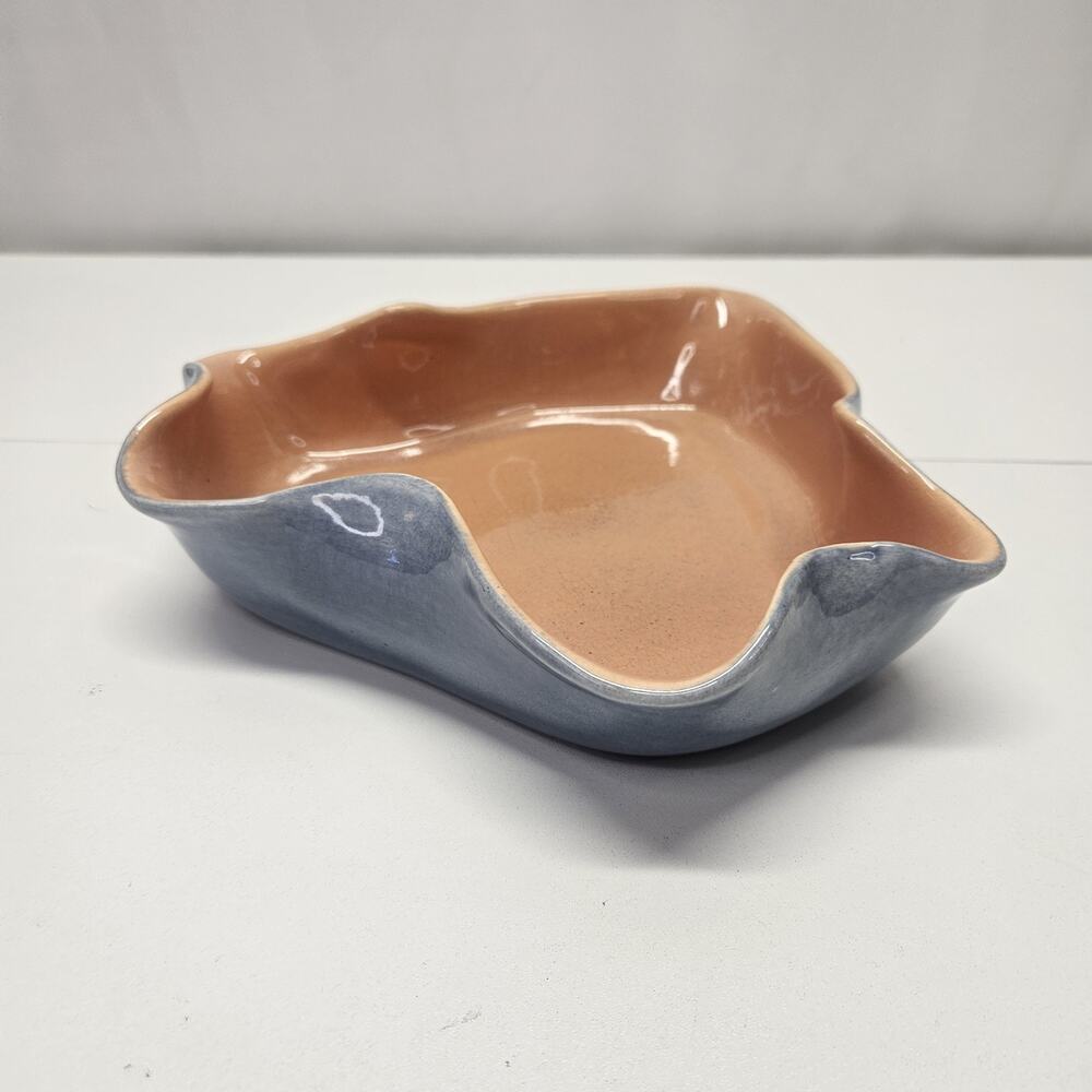Vintage Red Wing Pottery #1069 Orange Blue Abstract Leaf Centerpiece Dish USA